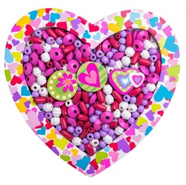Apyrankių gaminimo rinkinys Woodyland Wooden Beads Heart Pink