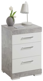 Ночной столик FMD Bed Side Table with 3 Drawers, белый/серый, 40x35x64 см