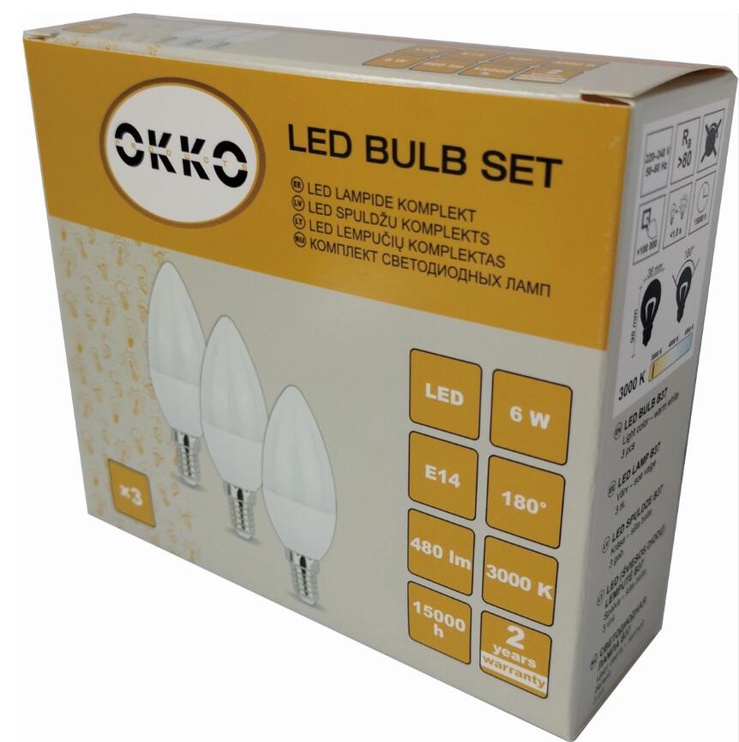 Лампочка Okko Сменная LED, белый, E14, 6 Вт, 510 лм