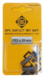 Uzgaļi triecienskrūvgriezim Forte Tools PZ2, 25mm, 3gab.