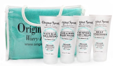 Original Sprout Deluxe Travel Kit Natural Shampoo 90ml + Hair & Body Babywash 90ml + Deep Conditioner 90ml + Scrumptious Baby Cream 90ml + Exfoliating Wash Cloth