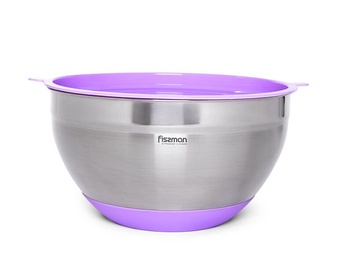 Fissman Mixing Bowl With Silicone Bottom And PE Lid 16x10cm 1.5l Purple