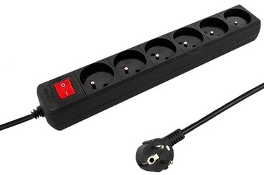 Qoltec Surge Protector 6 Outlet Black 1.5m