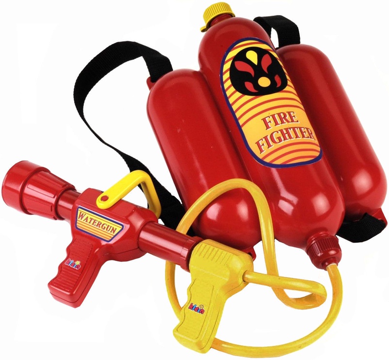 Gaisrininko žaislas, vandens šautuvas su kuprine Klein Firemans, raudona/geltona
