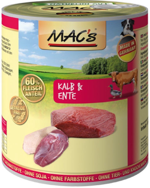 Märg koeratoit Mac's, pardiliha/vasikaliha, 0.8 kg