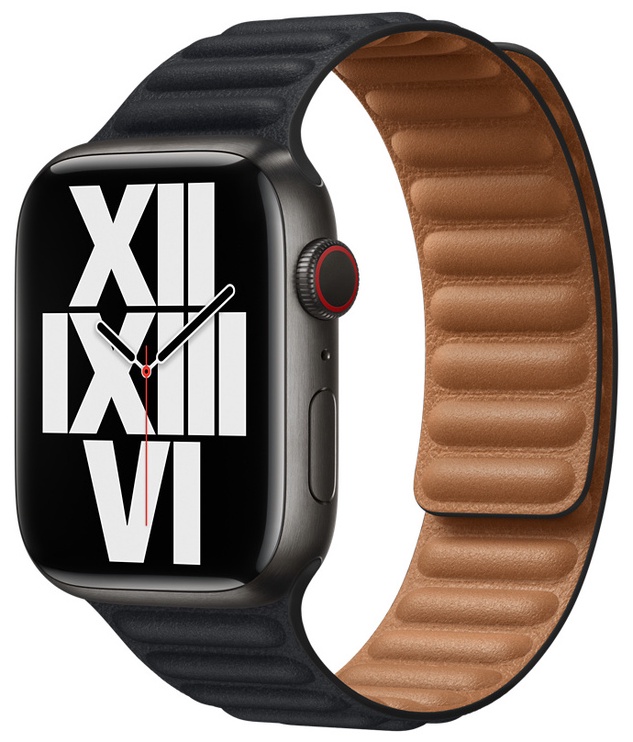 Ремешок Apple 45mm Midnight Leather Link - M/L, черный