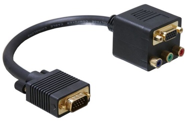 Delock Adapter VGA male to VGA + 3 x RCA Black