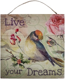 Home4you Wooden Printed Picture Country 30x30cm Live Your Dreams 83764