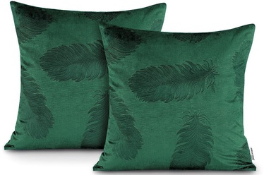 Наволочка AmeliaHome Velvet Peacock, зеленый, 450 мм x 450 мм
