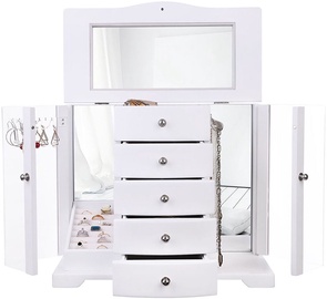 Songmics Jewelry Box With Mirror White