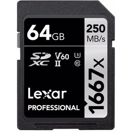Atmiņas karte Lexar 64GB Professional SDXC Card 1667x U3 V60