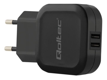 Адаптер Qoltec, USB 2.0 Type A/Europlug, черный, 17 Вт