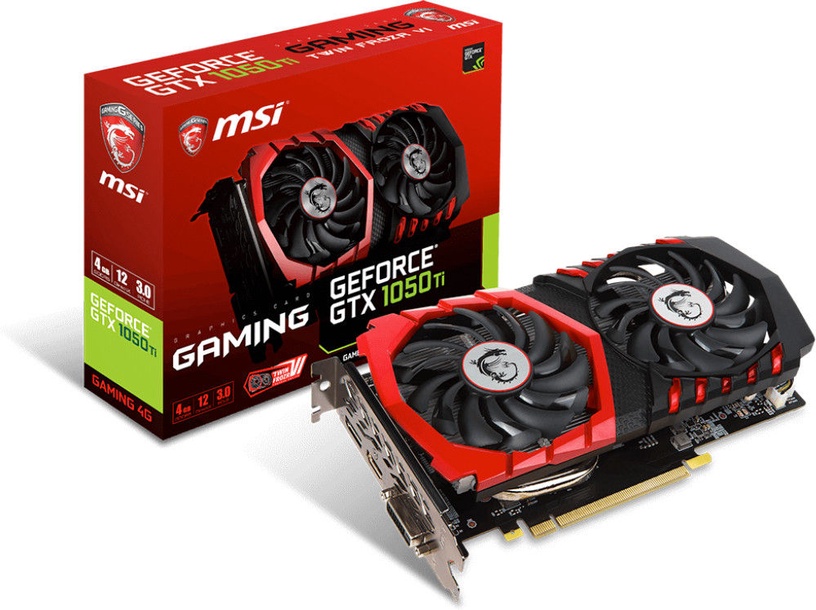 Vaizdo plokštė MSI GeForce GTX 1050 TI Gaming GTX1050TIGAMING4G, 4 GB, GDDR5