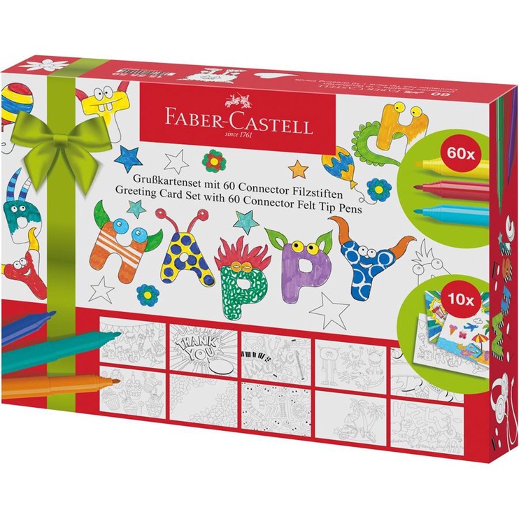 Krāsošana komplekts Faber Castell Connector Felt Tip Pen Set Greeting Cards, vienpusējs, 70 gab.