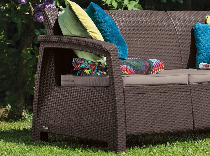 Садовый диван Keter Corfu, коричневый, 182 см x 70 см x 79 см