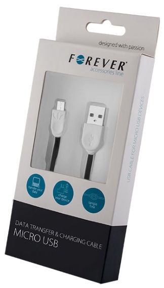Laidas Forever, Micro USB/USB, juoda