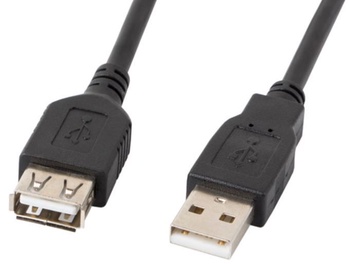 Laidas Lanberg USB-A - USB-A USB 2.0 A male, USB 2.0 A female, 0.7 m, juoda