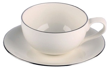 Tass alustassiga Quality Ceramic, valge, 0.23 l