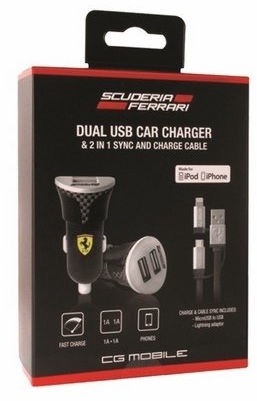 Автомобильное зарядное устройство Ferrari, Micro USB/Apple Lightning/2 x USB