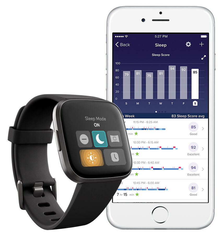 Išmanusis laikrodis Fitbit Versa 2, juoda/pilka - Senukai.lt