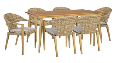 Home4you Greenwood Table And 6 Chairs Set Caramel