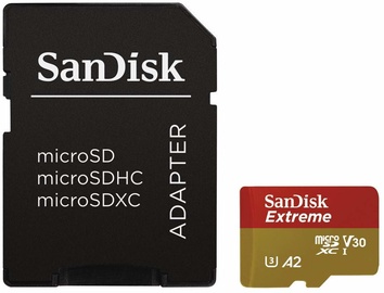Atmiņas karte SanDisk Extreme microSDXC 64GB Class 10 U3 A2 w/ SD Adapter SDSQXA2-064G-GN6AA