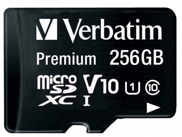 Atmiņas karte Verbatim Premium 256GB microSDXC UHS-I Class 10 w/Adapter