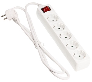 InLine Power Cord 5 Outlet 1.5m White