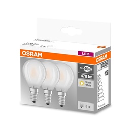 SPULDZE LED GLASS P40 4W E14 WW FR 3VNT (OSRAM)