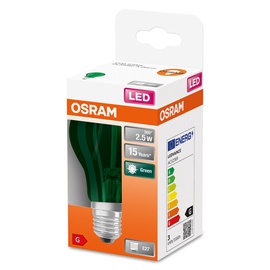 Светодиодная лампочка Osram LED, зеленый, E27, 2.5 Вт, 45 лм