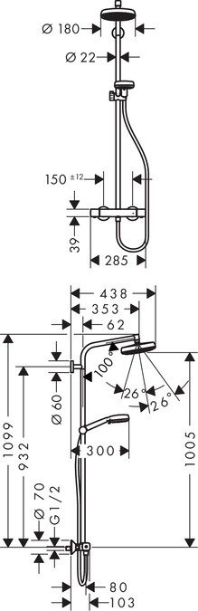 Dušas komplekts Hansgrohe Crometta, hroma