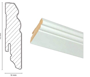 Плинтус FOF A015, 2400 мм x 70 мм x 18 мм, белый