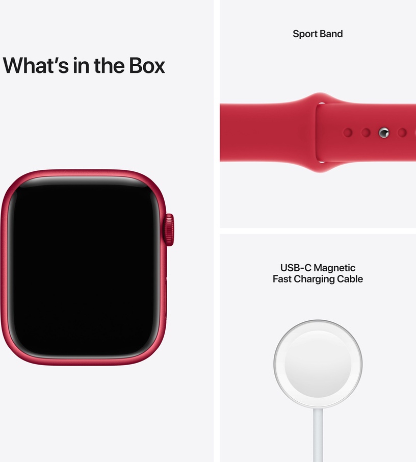 Умные часы Apple Watch Series 7 GPS + Cellular, 45mm RED Aluminium Case with RED Sport Band - Regular, красный