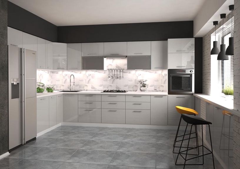 Кухонный шкаф Vento, белый/серый, 600 мм x 560 мм x 2140 мм