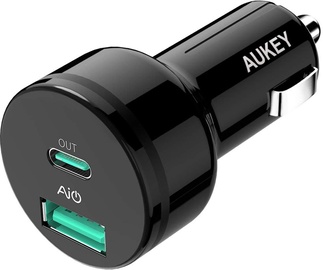 Automobilinis įkroviklis Aukey, USB/USB-C, juoda, 36 W