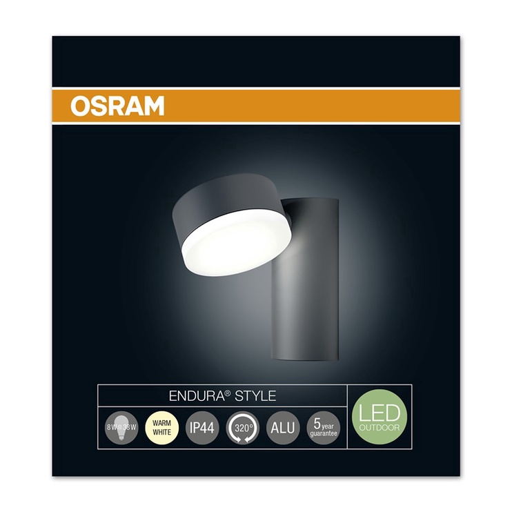 Светильник Osram Spot RD, 8Вт, LED, IP44, серый, 9 см x 14 см