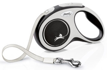 Automātiskā pavada Flexi New Comfort, balta/melna, 5 m
