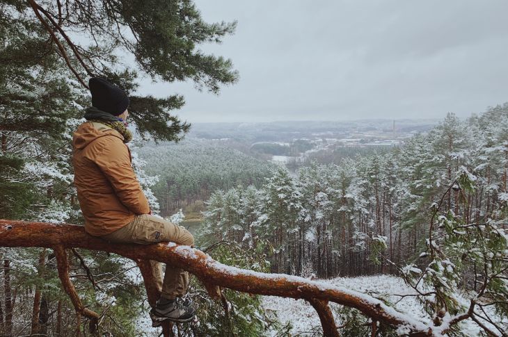 mees talvisel männi oksal