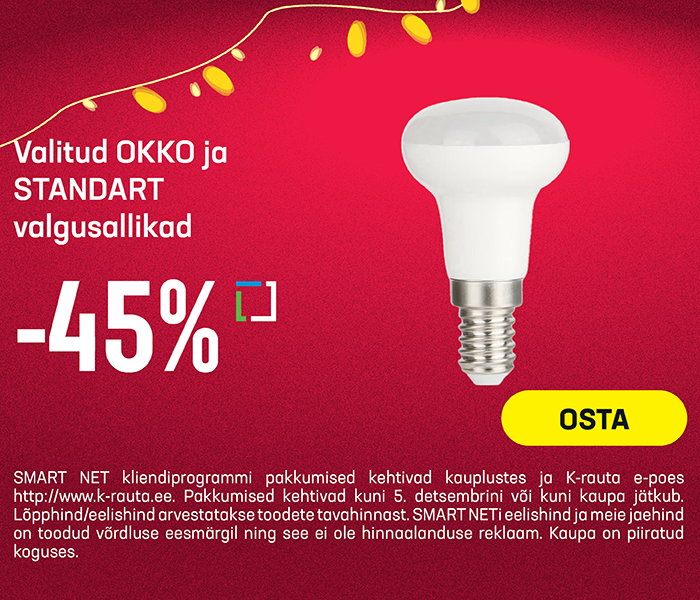 Valitud OKKO ja Standart valgusallikad -45%