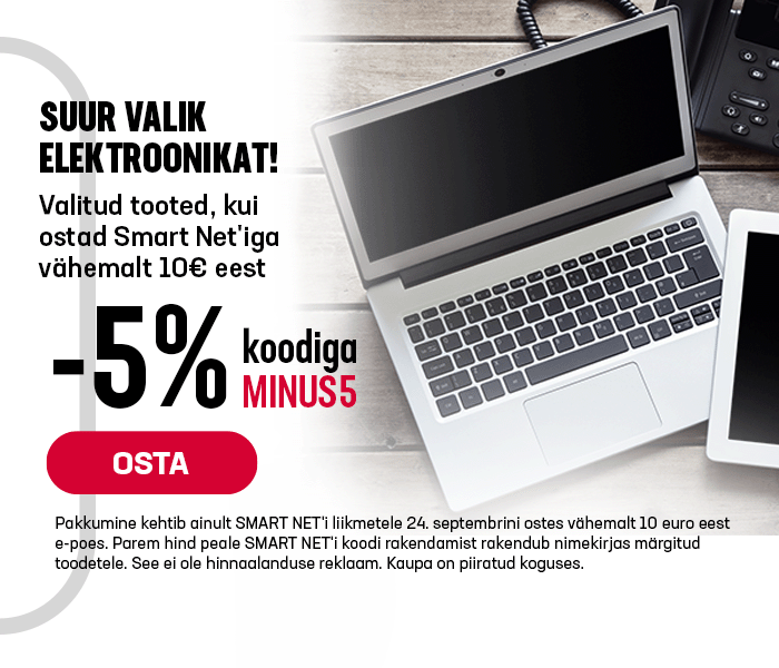 Suur valik elektroonikat! -5% valitud toodetele ostes vähemalt 10€ eest Smart Net'iga!