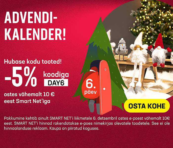 Hubase kodu tooted! -5% soodustus koodiga DAY6 kui ostad Smart Net'iga vähemalt 10€ eest