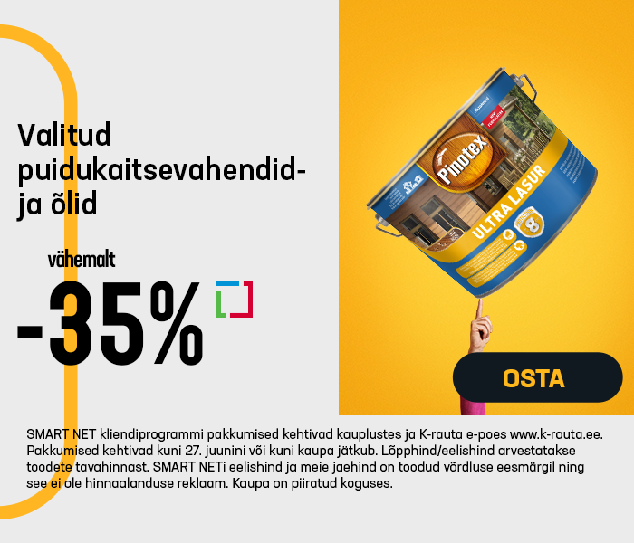 Valitud puidukaitsevahendid- ja õlid vähemalt -35% 