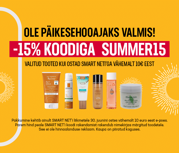 Ole päikesehooajaks valmis! Valitud tooted -15% kui ostad Smart Neti'ga vähemalt 10€ eest