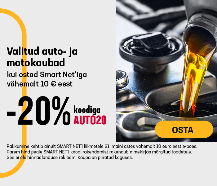 Valitud auto- ja motokaubad -20%, kui ostad Smart Net'iga vähemalt 10€ eest
