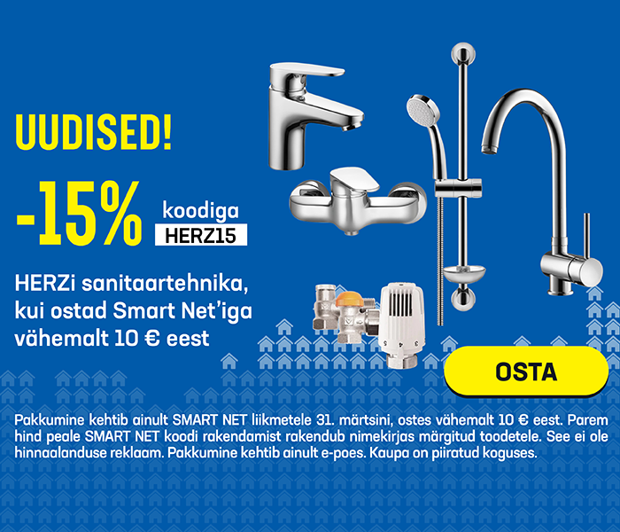 UUDISED! Herzi sanitaartehnika! -15% koodiga HERZ15, kui ostad Smart Net'iga vähemalt 10 € eest