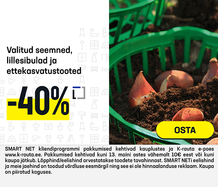 Valitud seemned, lillesibulad ja ettekasvatustooted -40%