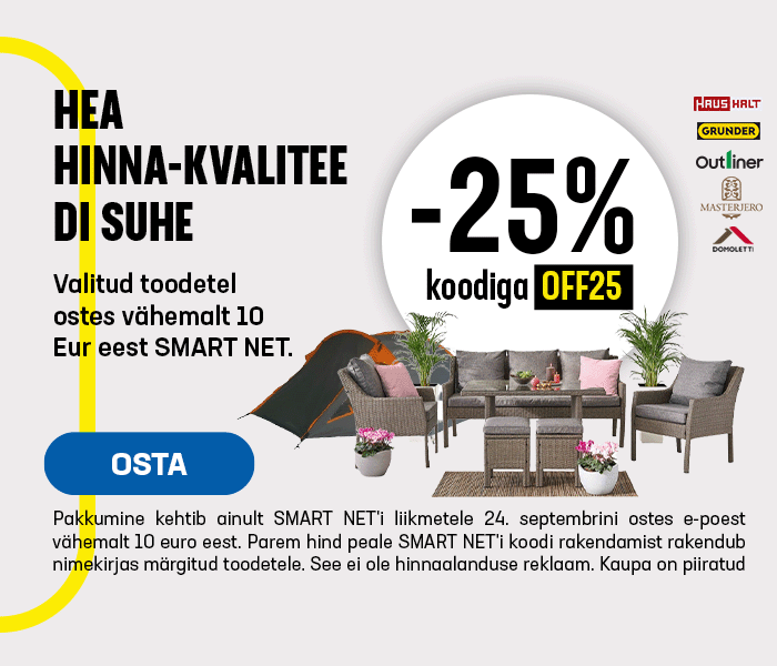 Hea hinna-kvaliteedi suhe Lausa -25% valitud toodetele ostes vähemalt 10€ eest Smart Net'iga