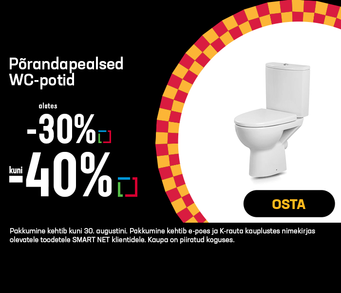 Põrandapealsed WC-potid -30% kuni -40%
