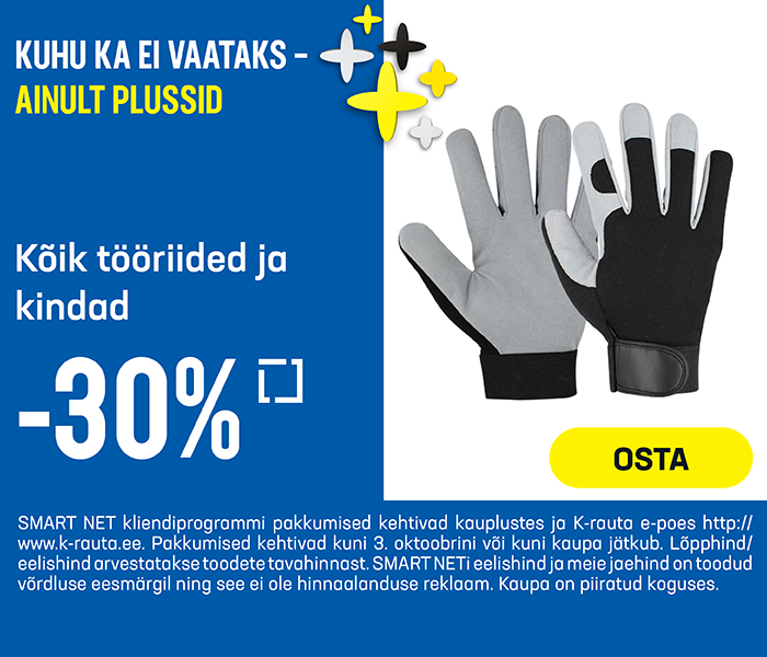 Kõik tööriided ja kindad- 30%