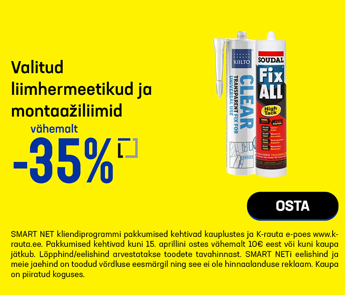 Valitud liimhermeetikud ja montaažiliimid vähemalt -35%
